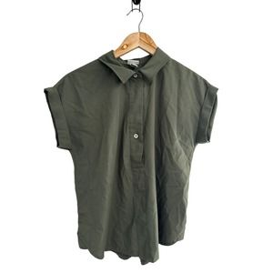 A New Day Green Collared Short‎ Sleeve Top XS
